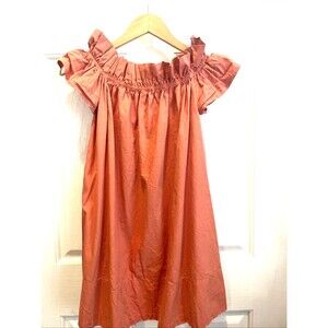 Free People Coral Micro Mini Dress Top Size SM Smocked Dress With Pockets Mini